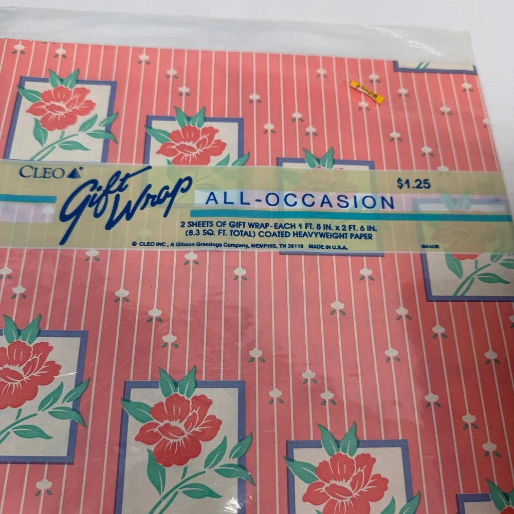 Cleo Gift Wrap Wrapping Paper Sheets Floral & House Country Core VTG Ephemera